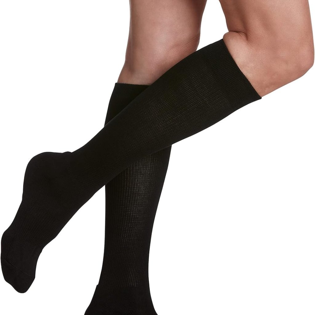 Motion Cushioned Compression Socks For Women - 20-30mmhg, Black, Medium Long